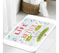 JHAOUNUK Tappeto Bagno Super Assorbente Tappetino per Doccia Microfibra,Asciugatura Rapida Tappetino Doccia per,La vita è migliore sull'isola. Stampa. Citazione scritta a mano.,60x90cm