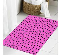 JHAOUNUK Tappeto Bagno Super Assorbente Tappetino per Doccia Microfibra,Asciugatura Rapida Tappetino Doccia per,Mini cuori neri rosa shocking ispirati a San Valentino su uno sfondo fucsia,60x90cm