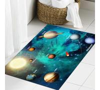 JHAOUNUK Tappeto Bagno Super Assorbente Tappetino per Doccia Microfibra,Asciugatura Rapida Tappetino Doccia per,Illustrazione 3D spazio stelle lontane sole luminoso tutti i pianeti del,50x80cm