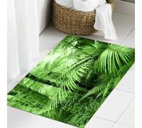 JHAOUNUK Tappeto Bagno Super Assorbente Tappetino per Doccia Microfibra,Asciugatura Rapida Tappetino Doccia per,Fogliame verde lussureggiante nella giungla tropicale,60x90cm