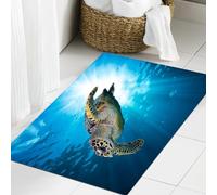 JHAOUNUK Tappeto Bagno Super Assorbente Tappetino per Doccia Microfibra,Asciugatura Rapida Tappetino Doccia per,Tartaruga marina, tartaruga embricata, immersioni nel cuore dell'oceano blu cont,60x90cm