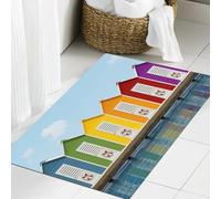 JHAOUNUK Tappeto Bagno Super Assorbente Tappetino per Doccia Microfibra,Asciugatura Rapida Tappetino Doccia per,Immagine del paesaggio di cabine colorate sulla spiaggia su un vecchio molo di l,60x90cm