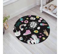 JHAOUNUK Tappeto Bagno Super Assorbente Tappetino per Doccia Microfibra,Asciugatura Rapida Tappetino Doccia per,Distintivi di moda con oggetti di ragazza rosa e unicorno,60x60cm
