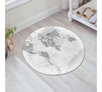 JHAOUNUK Tappeto Bagno Super Assorbente Tappetino per Doccia Microfibra,Asciugatura Rapida Tappetino Doccia per,Mappa del mondo grigia e dettagliata con tutti i paesi e le principali città Cap,60x60cm