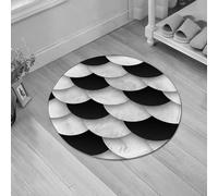 JHAOUNUK Tappeto Bagno Super Assorbente Tappetino per Doccia Microfibra,Asciugatura Rapida Tappetino Doccia per,Modello senza soluzione di continuità di cerchi bianchi e neri con ombre portate,60x60cm