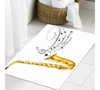 JHAOUNUK Tappeto Bagno Super Assorbente Tappetino per Doccia Microfibra,Asciugatura Rapida Tappetino Doccia per,Illustrazione di un sassofono classico con note musicali su uno sfondo bianco,60x90cm