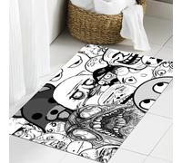 JHAOUNUK Tappeto Bagno Super Assorbente Tappetino per Doccia Microfibra,Asciugatura Rapida Tappetino Doccia per,Attività di Halloween Doodle e pagina da colorare per bambini, adolescenti e adu,60x90cm