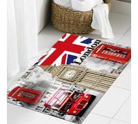 JHAOUNUK Tappeto Bagno Super Assorbente Tappetino per Doccia Microfibra,Asciugatura Rapida Tappetino Doccia per,Londra Inghilterra Città Punto di riferimento Retro Union Telefono Bus Big Ben B,60x90cm