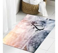 JHAOUNUK Tappeto Bagno Super Assorbente Tappetino per Doccia Microfibra,Asciugatura Rapida Tappetino Doccia per,Decorazione del cavallo, Ritratto di uno stallone sportivo grigio al tramonto in,60x90cm
