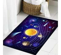 JHAOUNUK Tappeto Bagno Super Assorbente Tappetino per Doccia Microfibra,Asciugatura Rapida Tappetino Doccia per,Mercurio, Venere e Terra, Marte, Giove, Saturno e Urano o Nettuno ruotano attorn,60x90cm