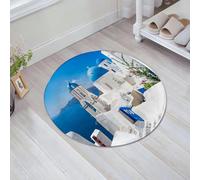 JHAOUNUK Tappeto Bagno Super Assorbente Tappetino per Doccia Microfibra,Asciugatura Rapida Tappetino Doccia per,Vista panoramica delle tradizionali case bianche cicladiche e delle cupole blu n,60x60cm