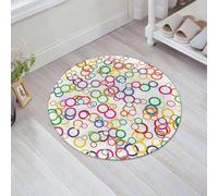 JHAOUNUK Tappeto Bagno Super Assorbente Tappetino per Doccia Microfibra,Asciugatura Rapida Tappetino Doccia per,Microfibra - Set, Cerchi Arcobaleno Festa Riunioni Rotondo Spettro Estate,60x60cm
