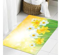 JHAOUNUK Tappeto Bagno Super Assorbente Tappetino per Doccia Microfibra,Asciugatura Rapida Tappetino Doccia per,Narciso,Giardino di narcisi Narciso Rinascita e nuovi inizi Celebrazione Grafica,60x90cm