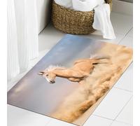 JHAOUNUK Tappeto Bagno Super Assorbente Tappetino per Doccia Microfibra,Asciugatura Rapida Tappetino Doccia per,Cavalli, cavallo palomino nel deserto di sabbia con un animale selvatico con pel,60x90cm