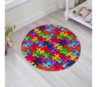 JHAOUNUK Tappeto Bagno Super Assorbente Tappetino per Doccia Microfibra,Asciugatura Rapida Tappetino Doccia per,Puzzle colorato per la consapevolezza dell'autismo,60x60cm