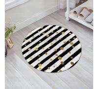 JHAOUNUK Tappeto Bagno Super Assorbente Tappetino per Doccia Microfibra,Asciugatura Rapida Tappetino Doccia per,Oro Bianco Orizzontale, Linee Spesse Strisce Pois Cerchi Im,60x60cm