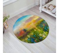 JHAOUNUK Tappeto Bagno Super Assorbente Tappetino per Doccia Microfibra,Asciugatura Rapida Tappetino Doccia per,Tarassaco, fiordaliso, margherita, fiori sul prato prima del tramonto F,60x60cm
