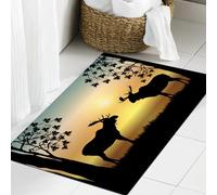 JHAOUNUK Tappeto Bagno Super Assorbente Tappetino per Doccia Microfibra,Asciugatura Rapida Tappetino Doccia per, l Arte Alce all'alba Illustrazione di due alci nella foresta all'alba Dipingere,60x90cm