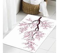 JHAOUNUK Tappeto Bagno Super Assorbente Tappetino per Doccia Microfibra,Asciugatura Rapida Tappetino Doccia per,Ramo di un ciliegio in fiore isolato su uno sfondo bianco,60x90cm