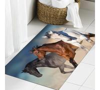 JHAOUNUK Tappeto Bagno Super Assorbente Tappetino per Doccia Microfibra,Asciugatura Rapida Tappetino Doccia per,I cavalli corrono al galoppo nel deserto contro il cielo,60x90cm