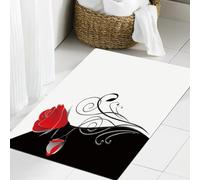 JHAOUNUK Tappeto Bagno Super Assorbente Tappetino per Doccia Microfibra,Asciugatura Rapida Tappetino Doccia per,Illustrazione di uno splendido sfondo floreale in bianco e nero con un mazzo di,60x90cm