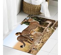 JHAOUNUK Tappeto Bagno Super Assorbente Tappetino per Doccia Microfibra,Asciugatura Rapida Tappetino Doccia per,Ghepardi madre e due piccoli cuccioli alla ricerca di cibo Animali esotici peric,60x90cm