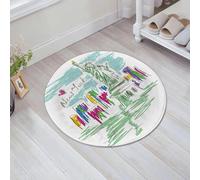 JHAOUNUK Tappeto Bagno Super Assorbente Tappetino per Doccia Microfibra,Asciugatura Rapida Tappetino Doccia per,Illustrazione di schizzo colorato con la Statua della Libertà a New York,60x60cm