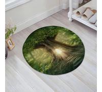 JHAOUNUK Tappeto Bagno Super Assorbente Tappetino per Doccia Microfibra,Asciugatura Rapida Tappetino Doccia per,Un albero nella foresta con una porta illuminata da luci intense.,60x60cm