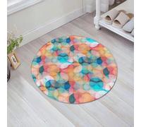 JHAOUNUK Tappeto Bagno Super Assorbente Tappetino per Doccia Microfibra,Asciugatura Rapida Tappetino Doccia per,Geometrico, Toni tenui, Cerchi sovrapposti sfocati, Mosaico, Festa di compleanno,60x60cm