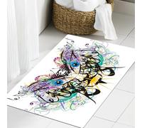 JHAOUNUK Tappeto Bagno Super Assorbente Tappetino per Doccia Microfibra,Asciugatura Rapida Tappetino Doccia per, maschera di tigre con spruzzi colorati. Primo piano della testa di ti,60x90cm