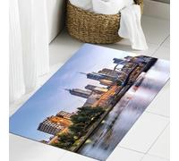 JHAOUNUK Tappeto Bagno Super Assorbente Tappetino per Doccia Microfibra,Asciugatura Rapida Tappetino Doccia per,Melbourne Australia alla luce del primo mattino. Fiume Yarra verso la stazione d,60x90cm