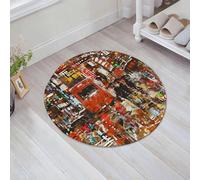 JHAOUNUK Tappeto Bagno Super Assorbente Tappetino per Doccia Microfibra,Asciugatura Rapida Tappetino Doccia per,Arte fantasy, quadro astratto urbano con tram e umano,60x60cm