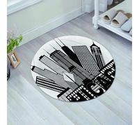JHAOUNUK Tappeto Bagno Super Assorbente Tappetino per Doccia Microfibra,Asciugatura Rapida Tappetino Doccia per,Skyline di Chicago, paesaggio urbano circolare, edifici per uffici, ricordi nord,60x60cm