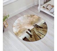 JHAOUNUK Tappeto Bagno Super Assorbente Tappetino per Doccia Microfibra,Asciugatura Rapida Tappetino Doccia per,Ponte di legno autunnale, vista del lago dal molo di legno La mattina nebbiosa a,60x60cm