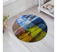 JHAOUNUK Tappeto Bagno Super Assorbente Tappetino per Doccia Microfibra,Asciugatura Rapida Tappetino Doccia per,collage diurno e notturno di paesaggio sito con stretto sentiero di prato n,60x60cm