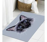 JHAOUNUK Tappeto Bagno Super Assorbente Tappetino per Doccia Microfibra,Asciugatura Rapida Tappetino Doccia per,Ritratto illustrativo di un gatto thailandese. Grazioso gatto siamese tradiziona,60x90cm