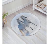JHAOUNUK Tappeto Bagno Super Assorbente Tappetino per Doccia Microfibra,Asciugatura Rapida Tappetino Doccia per,Cavalli, galoppo rari cavalli maculati su campo di neve dominante Ge,60x60cm