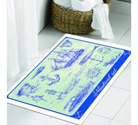 JHAOUNUK Tappeto Bagno Super Assorbente Tappetino per Doccia Microfibra,Asciugatura Rapida Tappetino Doccia per,Ancora marina, volante di barca a vela con balena e tema di pesca al vecchio far,60x90cm