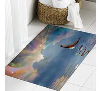 JHAOUNUK Tappeto Bagno Super Assorbente Tappetino per Doccia Microfibra,Asciugatura Rapida Tappetino Doccia per,Aquile che volteggiano sul mare sotto cieli colorati,60x90cm