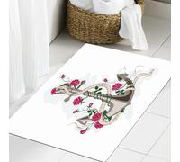 JHAOUNUK Tappeto Bagno Super Assorbente Tappetino per Doccia Microfibra,Asciugatura Rapida Tappetino Doccia per,Illustrazione disegnata a mano di un'ancora marina romantica intrecciata con fio,60x90cm