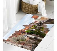 JHAOUNUK Tappeto Bagno Super Assorbente Tappetino per Doccia Microfibra,Asciugatura Rapida Tappetino Doccia per,Paesaggio urbano, scenario vivido con canale d'acqua nel centro storico di Bruge,60x90cm