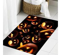 JHAOUNUK Tappeto Bagno Super Assorbente Tappetino per Doccia Microfibra,Asciugatura Rapida Tappetino Doccia per,Zucche luminose levitano su uno sfondo nero,60x90cm