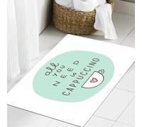 JHAOUNUK Tappeto Bagno Super Assorbente Tappetino per Doccia Microfibra,Asciugatura Rapida Tappetino Doccia per,Parole divertenti, tutto ciò di cui hai bisogno è un cappuccino,60x90cm