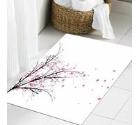 JHAOUNUK Tappeto Bagno Super Assorbente Tappetino per Doccia Microfibra,Asciugatura Rapida Tappetino Doccia per,Fiori di ciliegio Petali che cadono Fiori Primavera Parco Semplice Illustrati,60x90cm
