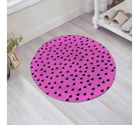 JHAOUNUK Tappeto Bagno Super Assorbente Tappetino per Doccia Microfibra,Asciugatura Rapida Tappetino Doccia per,Mini cuori neri rosa shocking ispirati a San Valentino su uno sfondo fucsia,60x60cm