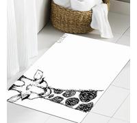 JHAOUNUK Tappeto Bagno Super Assorbente Tappetino per Doccia Microfibra,Asciugatura Rapida Tappetino Doccia per,Testa di giraffa in stile incisione. Animale bianco africano in stile schizzo. I,60x90cm