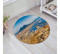 JHAOUNUK Tappeto Bagno Super Assorbente Tappetino per Doccia Microfibra,Asciugatura Rapida Tappetino Doccia per,Città di Napoli con il Vesuvio al tramonto, Campania, Italia Italia,60x60cm
