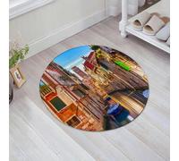 JHAOUNUK Tappeto Bagno Super Assorbente Tappetino per Doccia Microfibra,Asciugatura Rapida Tappetino Doccia per,Bancarella Europea, paesaggio urbano di Venezia, canale d'acqua stretto, edifici,60x60cm