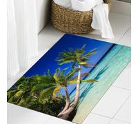 JHAOUNUK Tappeto Bagno Super Assorbente Tappetino per Doccia Microfibra,Asciugatura Rapida Tappetino Doccia per,giornata trascorsa su una spiaggia in un'isola tropicale,60x90cm