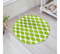 JHAOUNUK Tappeto Bagno Super Assorbente Tappetino per Doccia Microfibra,Asciugatura Rapida Tappetino Doccia per,Verde lime, stile nostalgico a pois, grandi cerchi, motivo tondo vintage da raga,60x60cm